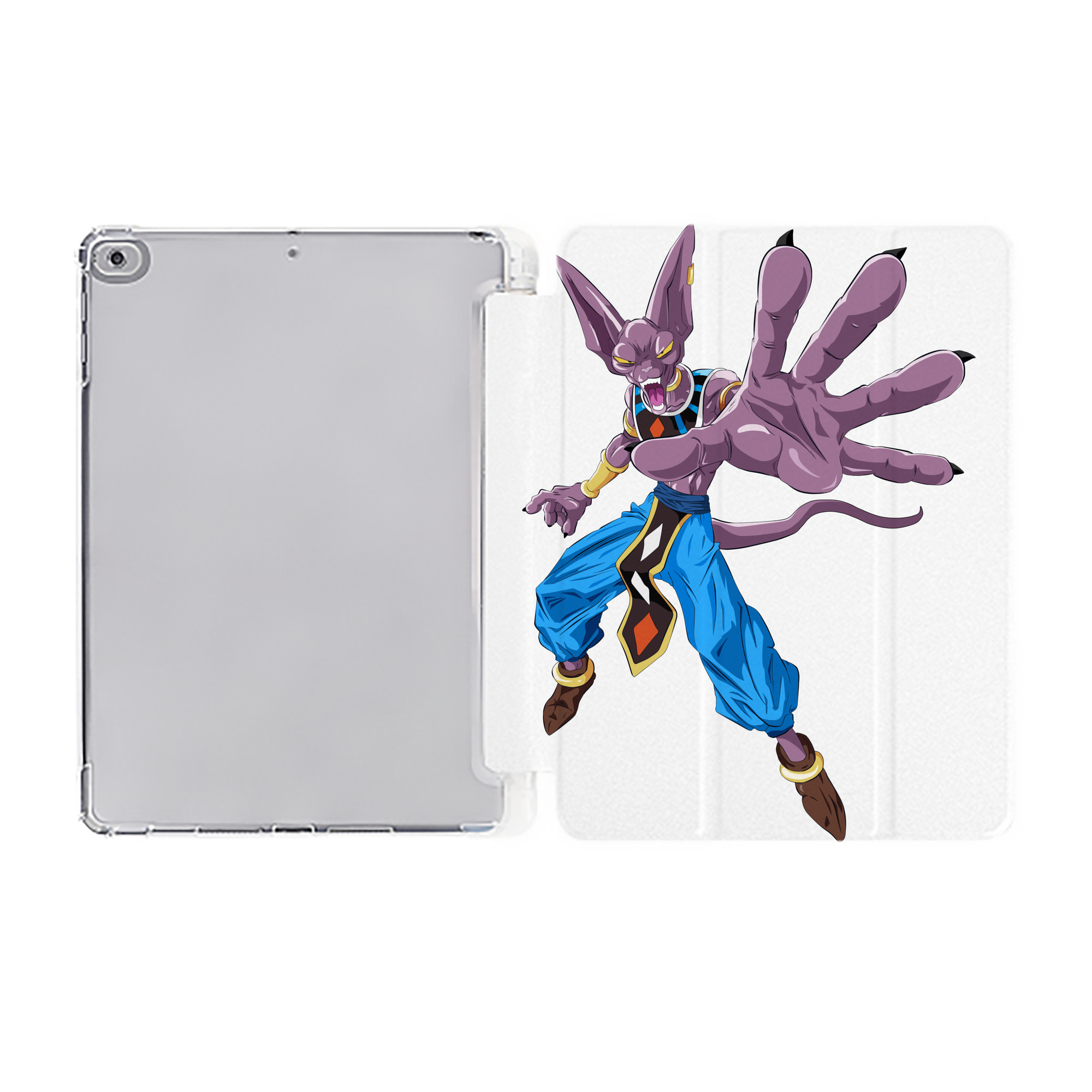 （画像用） ドラゴンボール ビルス 破壊神ビルス DRAGON BALL Beerus Birusu IPad ケース ペン収納付き 三つ折りスタンド PUレザー×シリコン 対応機種9.5/10.5/10.9インチ